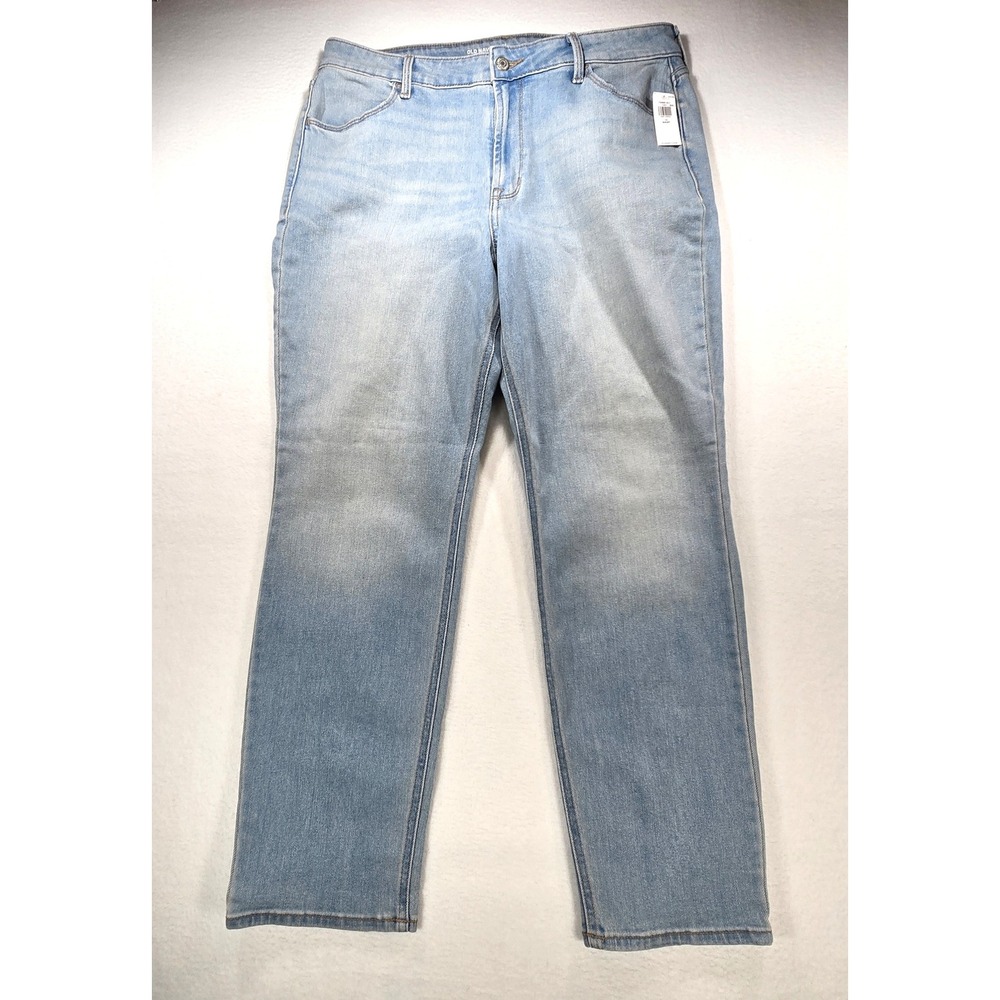 Old Navy Wow Straight High Rise Jeans Womens 14 Short Light Wash Blue NWT